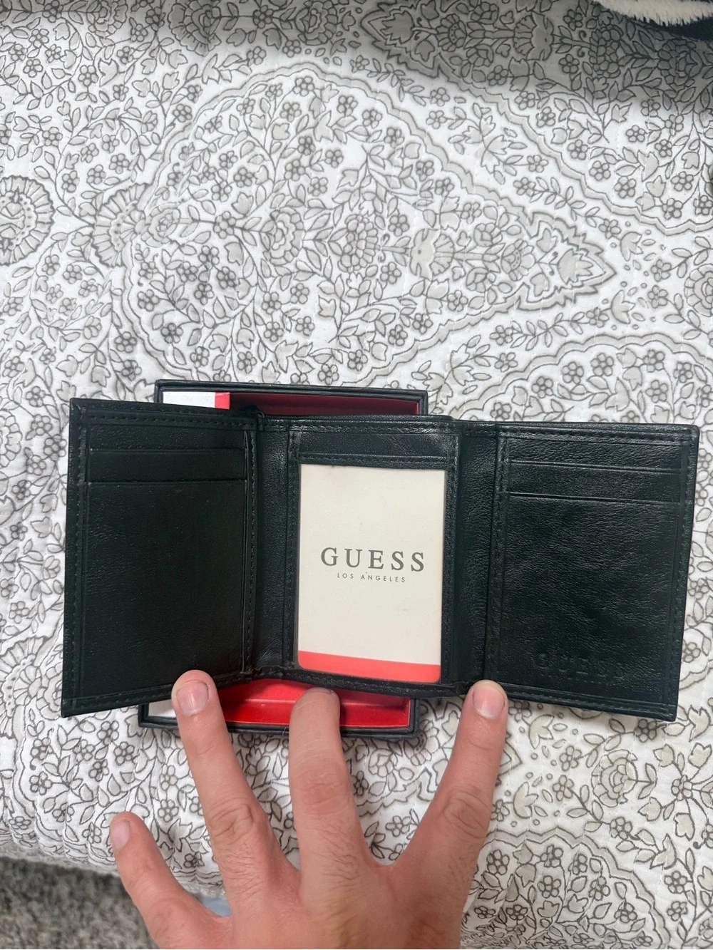 Guess Black Leather Bi-Fold Wallet with Embossed G